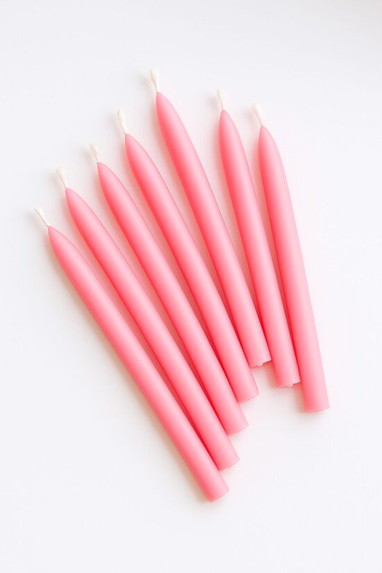 Bišu Vaska Svecītes Kūku un Toršu Dekorēšanai, 8cm, Bubble Gum rozā